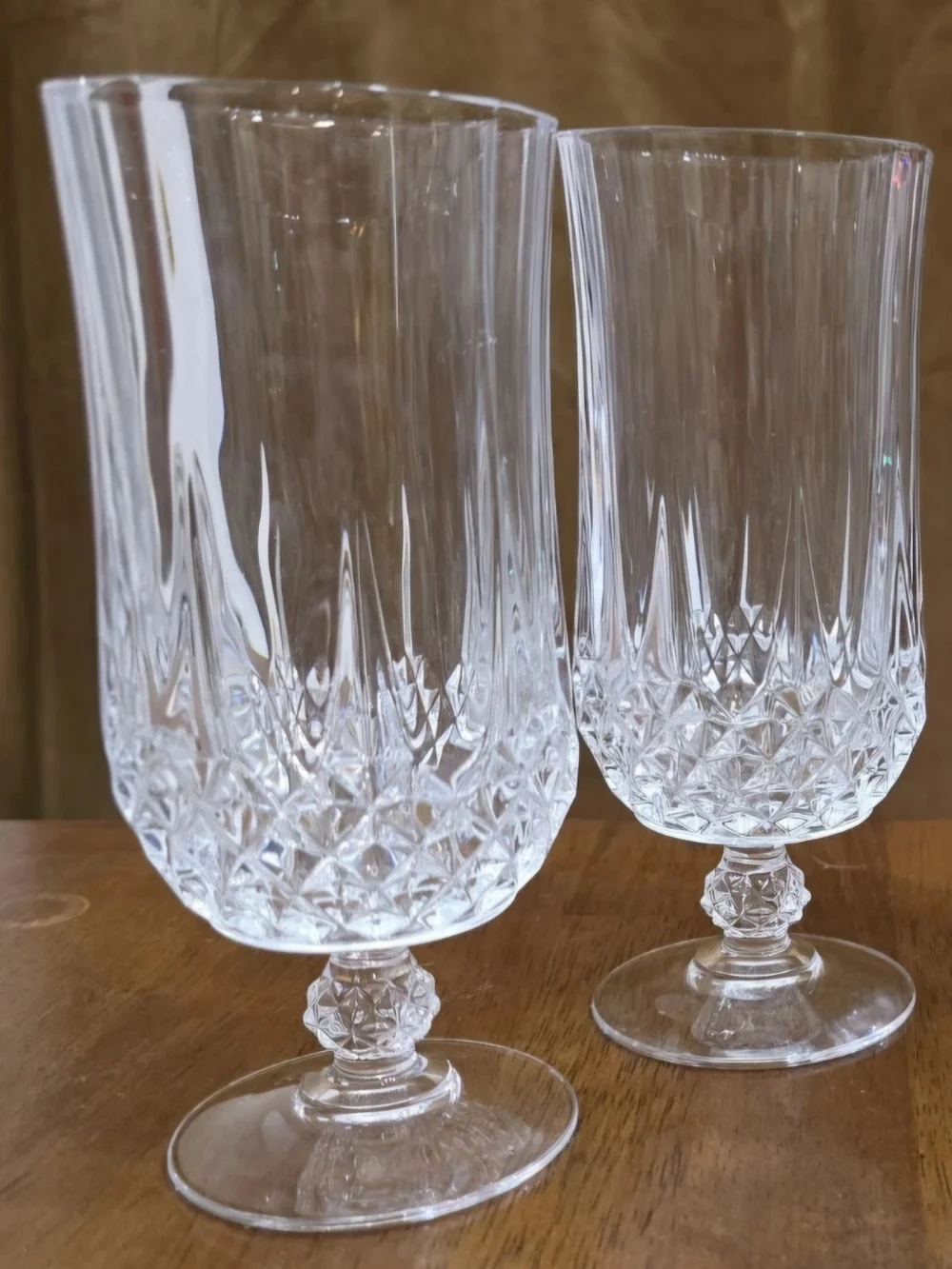 VTG Cristal dArques Durand Longchamp Crystal Glass Footed Iced Tea Glasses Set 2